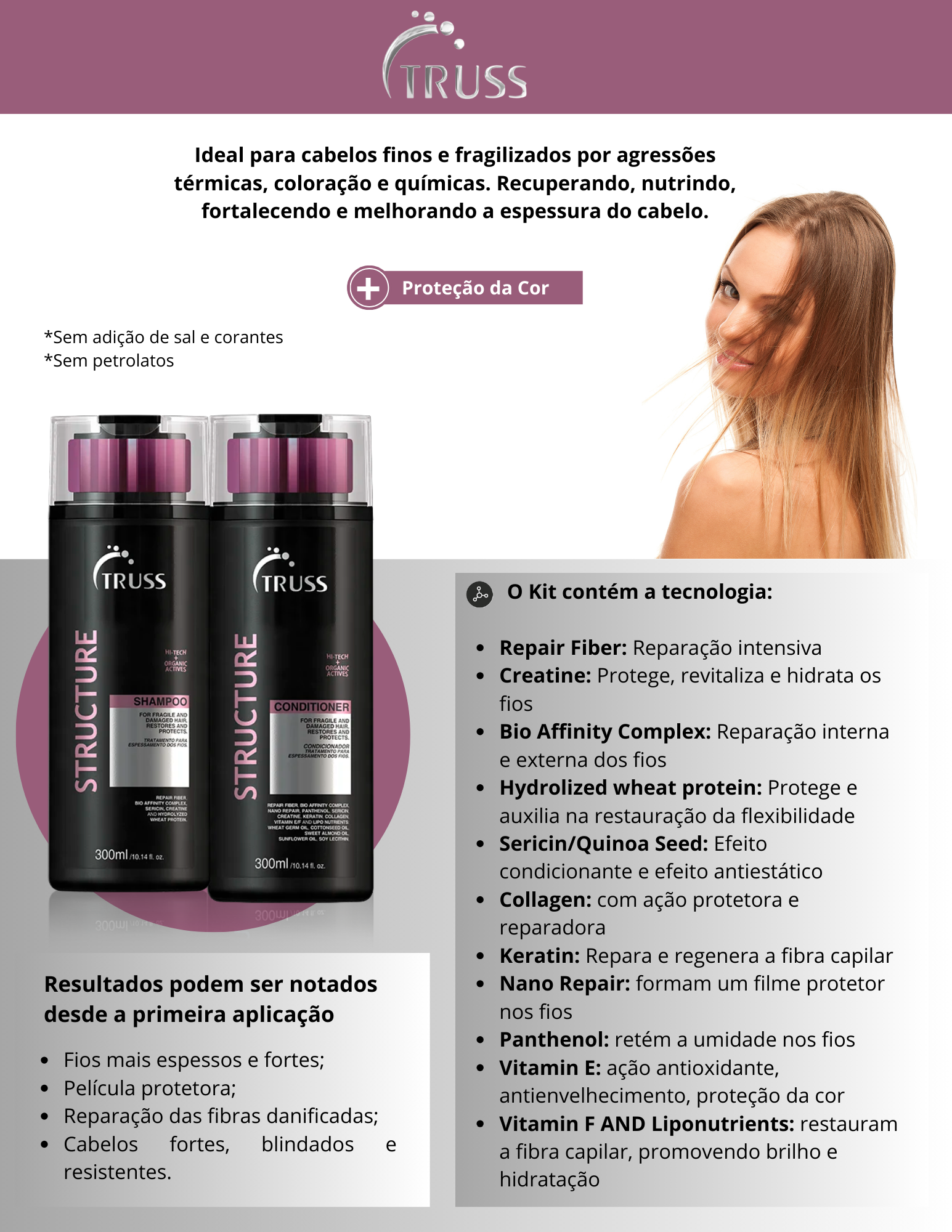 Produto  - Shampoo STRUCTURE TRUSS PROFESSIONAL 300ml - Condicionador STRUCTURE TRUSS PROFESSIONAL 300ml