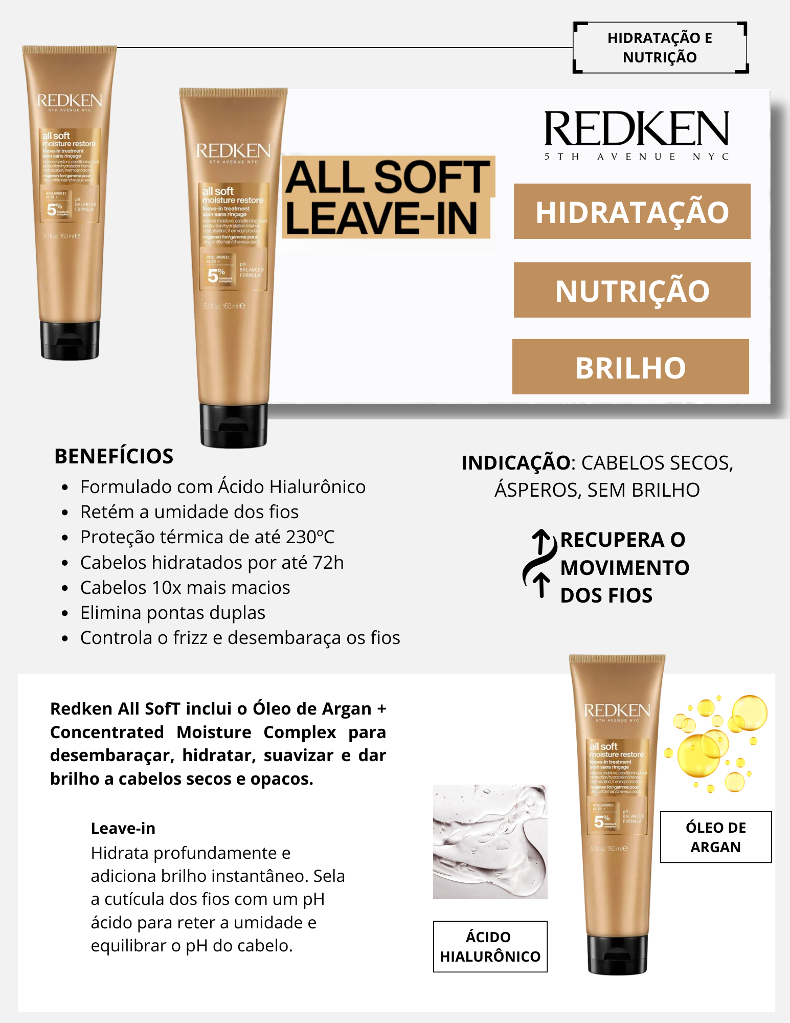 Produto  - Leave in ALL SOFT MOISTURE RESTORE REDKEN 150ml