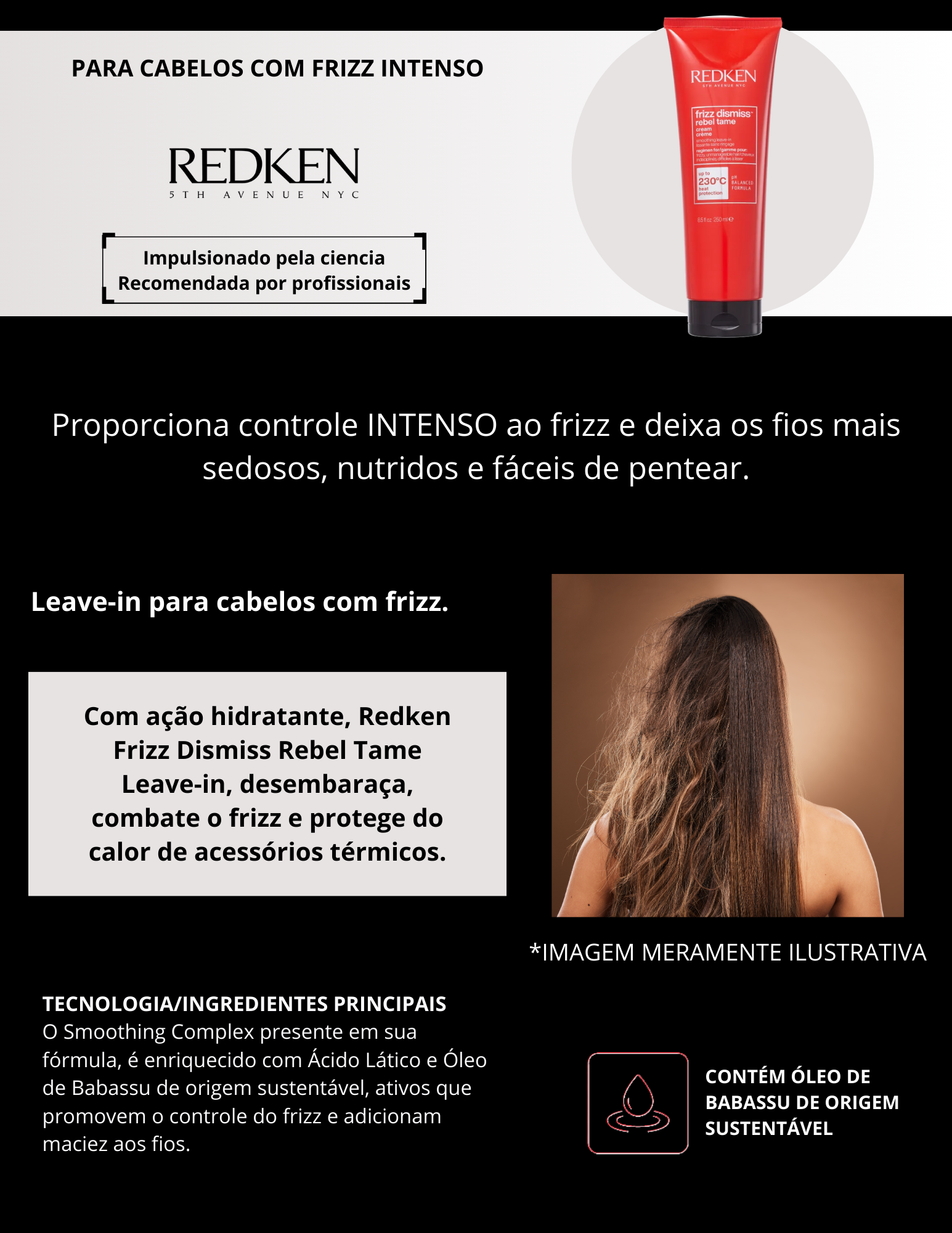Produto  - Leave in FRIZZ DISMISS REBEL TAME REDKEN 250ml